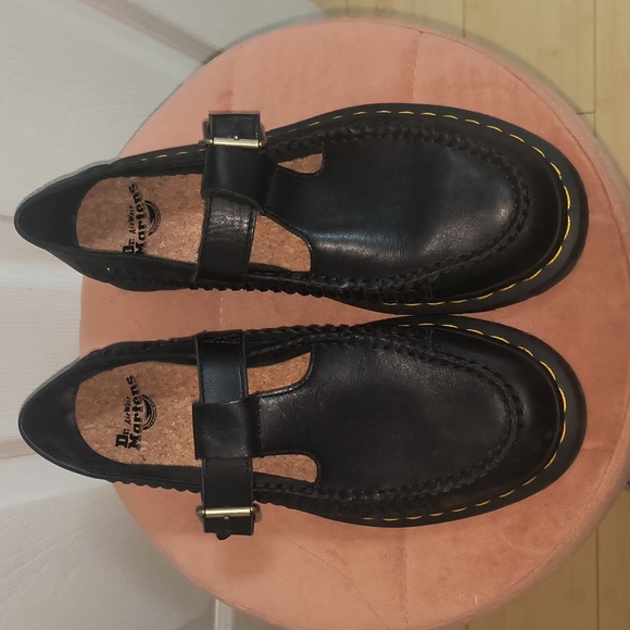 Dr. Martens Black Leather Adrian Woven T-Bar Mary Jane Size 10 Women's / 9 Mens - Picture 3 of 9